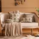 Patdrea Designer Throw Pillow Covers Set of 4,French Vintage Blue Linen with Floral Collection Pattern Pillow Cover,Decorative Rectangle and Square Pillowcases Cushion for Bed Living Room Outdoor