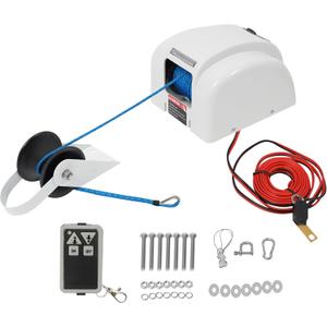 Electric Anchor Winch, 45 LBS Electric Anchor Winch for Boat 12 Volt Motor Towing Winches Boat Winch with Wireless Remote Control and 100FT Anchor Rope, Rope Strength 700 LBS