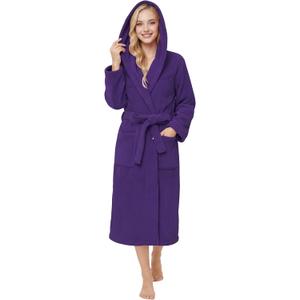 PJGGZ Hooded Bathrobe for Women, Soft Long Towel Robe for Women - Quick Dry yet Warm(Dark Purple,2XL/3XL)