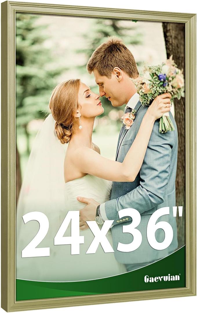 24x36 Poster Frame, High Definition Plexiglass for 24x36 Frame, Vintage Poster Frames 24 x 36 inches Rustic Distressed Pattern, Wall Mount Display, Vintage Beige 1Pack