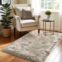 LOCHAS Soft Fluffy Faux Fur Rugs for Bedroom Bedside Rug 2x4 Feet, Washable, Furry Sheepskin Area Rug for Living Room Girls Room, Luxury Shag Carpet Home Decor, Beige