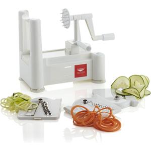 World Cuisine 3-Blade Vegetable Slicer / Spiralizer, Counter-Mounted and includes 3 Stainless Steel Blades