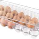 iDesign Plastic Egg Holder Fridge Organizer with Front Handle  14.57" x 6.25" x 3", Clear