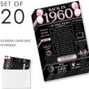 2 x 65th Birthday Party Invitations for Women Men - Back in 1960 Invites Pink 65 Year Old Birthday Invitations Set for Birthday Anniversary (20 Invitations and Envelopes)