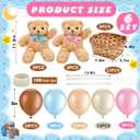 Hollowfly 6 Set Bear Baby Shower Party Centerpieces Table Decoration 6 Gender Reveal Stuffed Plush Bears 6 Bamboo Baskets 60 Colorful Balloons 12 Balloon Stands Birthday Party Wedding(Blue, Pink)