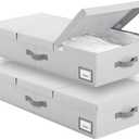 GRANNY SAYS 2 Pack Under Bed Storage, Underbed Organizer with Flid-Top Lid for Bedroom, Grey Clothing Storage Bins for Blankets, Clothes, Shoes (33"L x 15"W x 6"H)