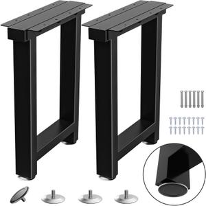 TOCRETOARE Metal Table Legs Heavy Duty, 16H x 12W, Metal Furniture Legs for Dining Desk Bench and Coffee Table, Industrial Black DIY Iron Bench Legs, Set of 2 (Rectangle)