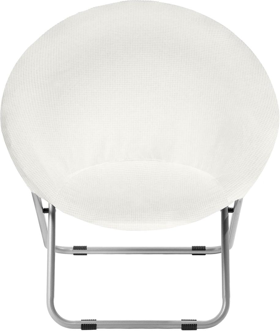 Saucer Chair Cover, Stretch Round Moon Chair Cover, Removable Spandex Jacquard Fabric Soft Saucer Chair Covers for Adults Saucer Chair, Machine Washable (Ivory)