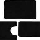 3 Pieces Luxury Bathroom Rug Set with U-Shaped Toilet Rug, Non-Slip Rubber Bottom, Thick Microfiber Fluffy Plush, Water Absorption, Quick Dry, Ultra Soft, Bath Mats for Bathroom, Tub(Black)