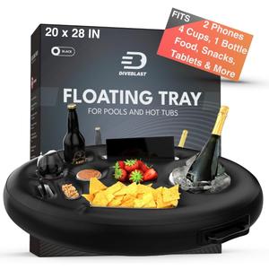 Premium Floating Drink Holder for Pool, Hot Tub Accessories for Adults - Holds Up to 50 LBS - Fun Swimming Pool Accessories for Adults, Cool and Unique Drink Floaties (Black)