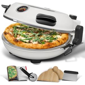 Eatex Electric Pizza Oven Indoor, 12 Inch Countertop Pizza Oven, Portable Stone Pizza Oven, Heats up to 790F for Crispy Crust, Pizza Maker Machine for Home  Cream