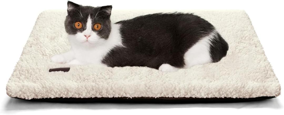 Self Warming Cat Bed Self Heating Cat Dog Mat 24 x 18 inch Extra Warm Thermal Pet Pad for Indoor Outdoor Pets with Removable Cover Non-Slip Bottom Washable Non Electric (Beige)