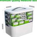 Multi-Tier Medicine Storage Box with Handle | Portable First Aid Organizer for Home, Office & Travel | Large Pill Storage Cabinet with Bonus 7-Day Pill Case (3-Tier & 4-Tier Variants) (4-Tier)