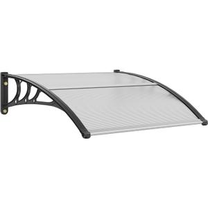 VEVOR Window Door Canopy 40" x 40", UPF 50+ Polycarbonate for Door Canopy Exterior, Entry Door, Front Door Overhang for Rain Snow Sunlight Protection Hollow Sheet (Clear Board & Black Bracket)