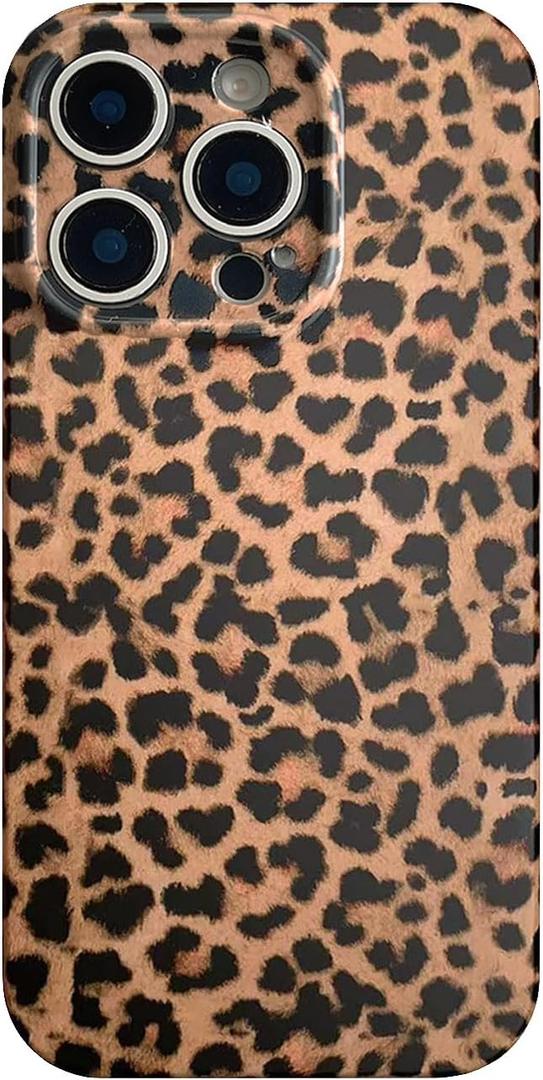 2 x Brown Cheetah Print Phone Case for iPhone 16 Pro 6.3in - Cute and Chic Trendy Retro Tortoise Leopard Classic Soft Slim Protective Cover for Cool Girls and Elegant Women