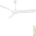 60 Inch Indoor/Outdoor Ceiling Fan with Remote Control,Modern White Ceiling Fan with Reversible Quiet DC Motor,3 ABS Blades for Living Room,Bedroom,Patios,Farmhouse