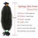 12 Inch Springy Afro Twist Human Braiding Hair 3 Packs Afro Kinkys Bulk Human Hair for Braiding (1B, 12 Inch 3 PACKS)