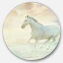 Designart Fantasy White Horse Round Metal Wall Art 23 x 23 Inch Glossy Animal Portrait Aluminum Print Modern Equine Artwork for Living Room, Bedroom, Dining Room, or Office Decor
