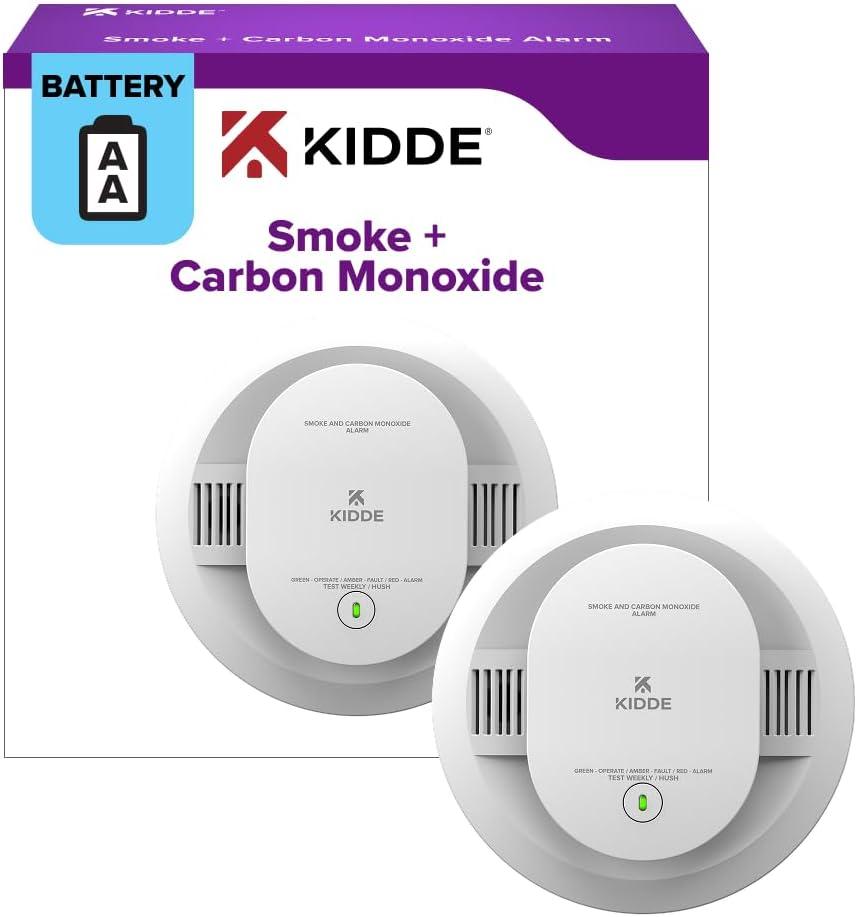 Kidde Smoke and Carbon Monoxide Detector, AA Battery Powered with LED Status Lights, 85 dB Alarm, 5 inches, 30CUDR, 1 Pack