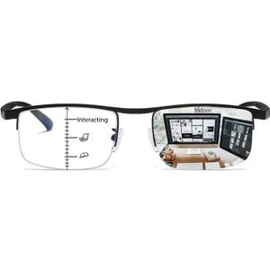 K.LAVER Progressive Multifocus Reading Glasses Semi Rimless Blue Light Blocking Glasses For Men Women TR90 Multifocal Readers