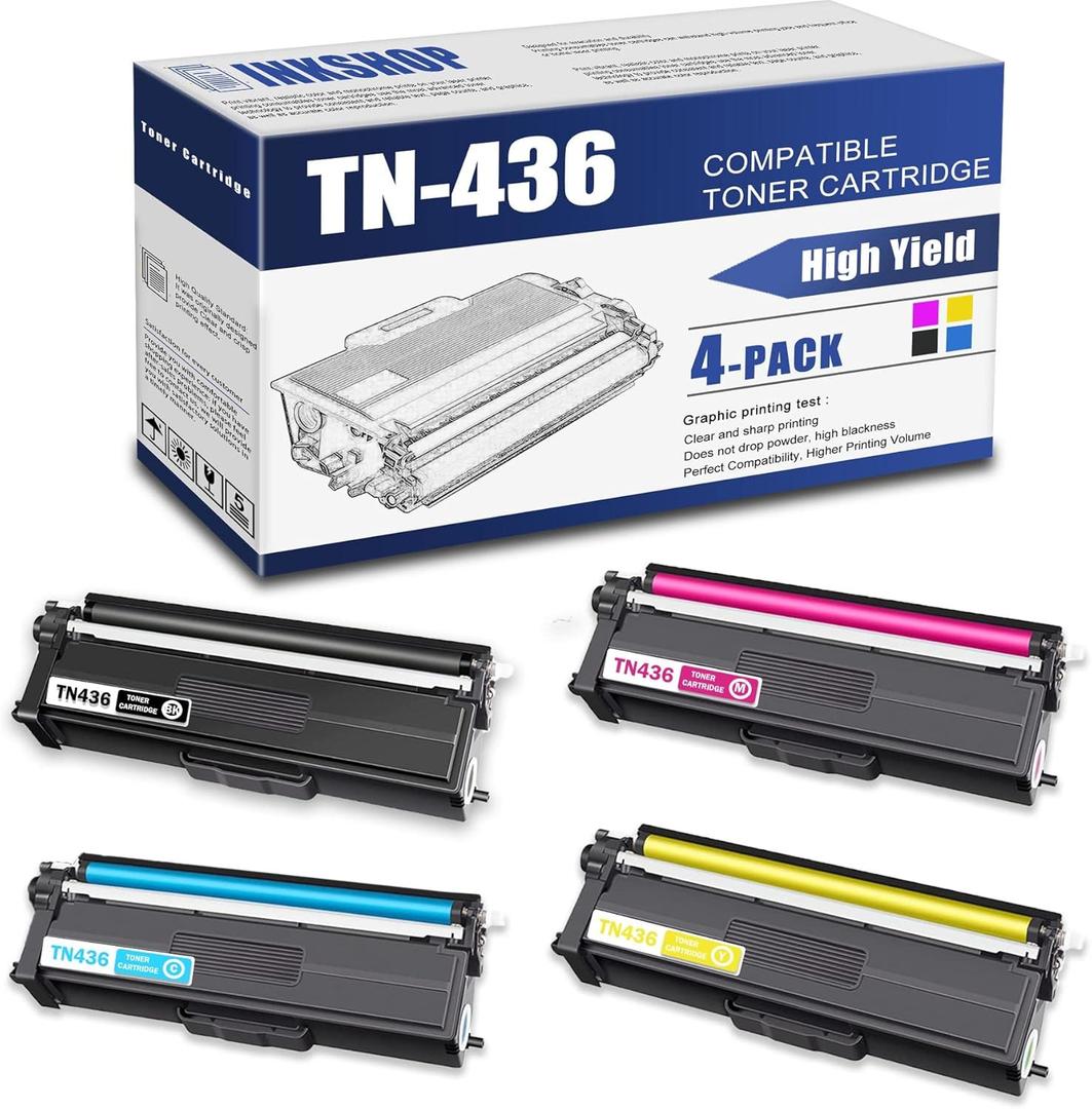 TN436 Compatible TN-436BK TN-436C TN-436Y TN-436M Super High Yield Toner Cartridge Replacement for Brother TN-436 HL-L8260CDW HL-L8360CDW DCP-L8410CDW MFC-L8610CDW Toner (1BK+1C+1Y+1M) (TN436-4PK(BK/C/M/Y))