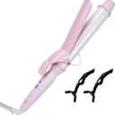 SVEY Double Ceramic 1 1/2 inch Curling Iron, 1.5 inch Curling Iron for Loose Curls, Suitable for Long Hair, Pink.