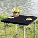 Square Fitted Table Cover Elastic Tablecloth 3ft Stretch Spandex Table Top Cover for Dining Indoor Outdoor Party Black 36X36 Inch