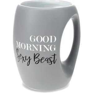 Good Morning Sexy Beast - 16 Oz Stoneware Huggable Coffee Cup Mug (Gray)