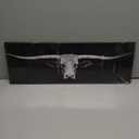 QIXIANG Longhorn Cow Canvas Wall Art Large Western Cattle Painting Farmhouse Animals Cow with Big Horns Picture Prints Home Decor (black,8W x24L)