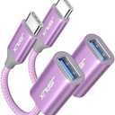 JSAUX USB C to USB 3.0 Adapter [2 Pack], USB C Male to USB Female OTG Cable Adapter Compatible with MacBook Pro/Air, iPhone 16 Pro Max/16 Plus/16e/15, Samsung Galaxy S25/S24/S23-Purple