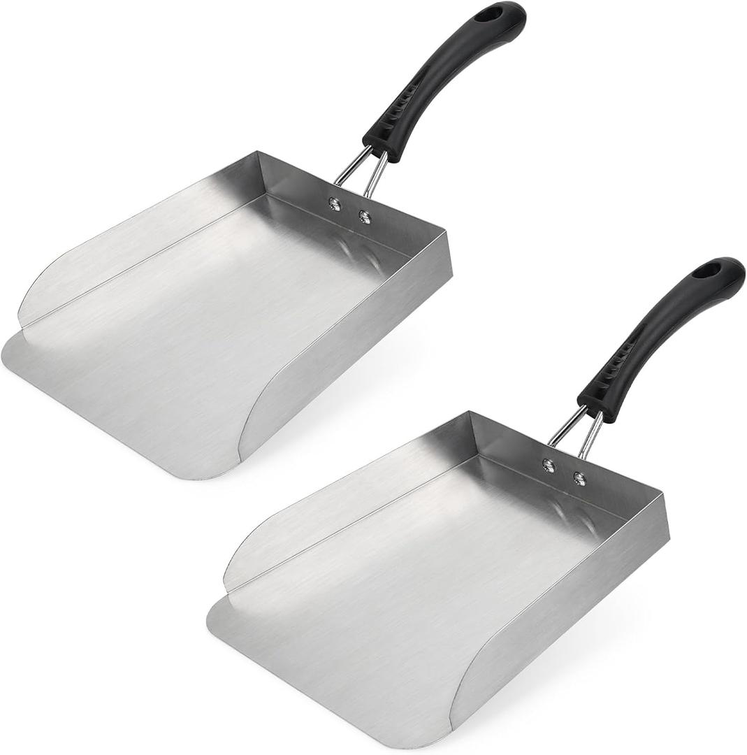 Stanbroil 2 Pack Smash Burger Spatula, Stainless Steel Griddle Food Mover, Large Griddle Scraper Food Shovel - Stir Fry Spatula, Fried Food Scoop, Hibachi Tools