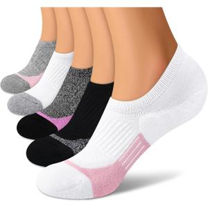 cuangya No Show Socks Womens, Athletic Ankle Socks Cushioned No Slip Running Invisible Socks 5-Pairs Size 5-8
