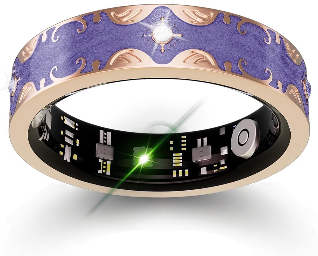 Smart Ring for Women Gift, Fitness & Vital Signs Monitoring, Sleep Tracker/Remote Photography/No Subscription(Purple,8#)