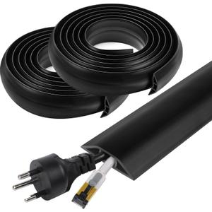20 FT Floor Cord Cover, Cord Covers for Wires on Floor, Cord Protector, Floor Cable Cover, Hide Extension Cord Covers for Floor, Cable Cavity: 0.47" (W) x 0.29" (H), Black