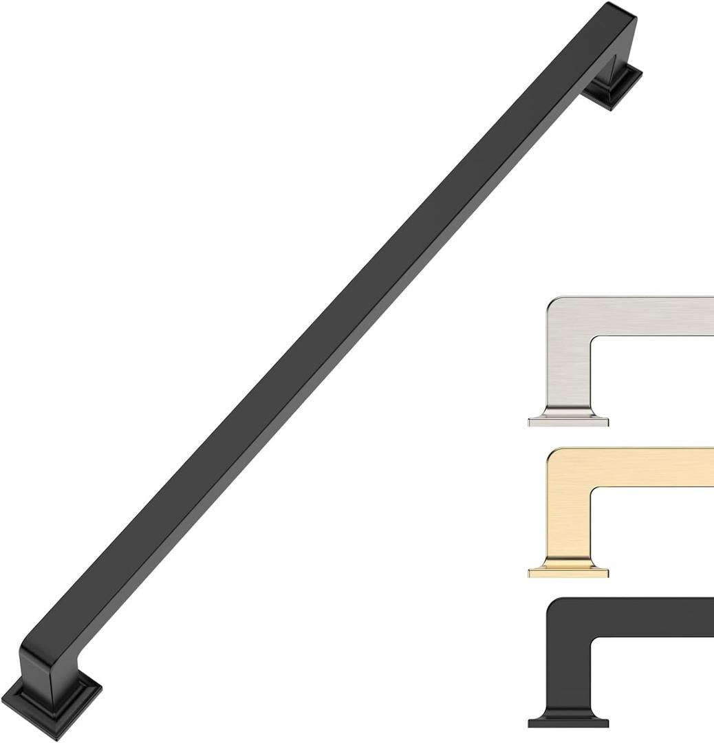 6 Pack 12.6 Inch Cabinet Handles Matte Black Cabinet Pulls Long Kitchen Cabinet Handles Black Cabinet Hardware Wardrobe Pulls Kitchen Handles for Cabinets Black Pulls for Cabinets (12.6"/320MM Hole Center)