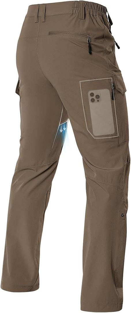 Moosehill Men's Hiking Pants: Lightweight & Stretch | Inner-thigh Vents, Roll-Up Legs, 6 Pockets, Breathable, Quick Dry, Waterresistant, for Trail, Travel & Camping