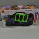 iLive Electronics IBB503GEO Portable Bluetooth Boombox with FM Radio and 2 Microphone Inputs, Color Changing LED Lights, Carry Strap, Black with Geometric Pattern
