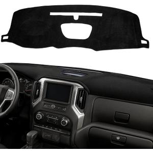 Dash Cover Fit for 2019-2021 Chevy Silverado/GMC Sierra 1500 2500HD 3500HD, Dashboard Cover Sun Shade Pad Custom Fit Dash Mat Protects Dashboard from UV, Cracks & Fading, Black