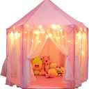 ORIAN Princess Castle Play Tent for Girls, LED Star Lights, Indoor & Outdoor Playhouse, Polyester, Pink, 55" x 53", Toddler & Kids Toys Ages 27
