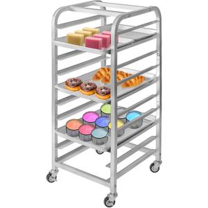 10-Tier Quarter & Half Sheet Pan Rack - Bread Baking Speed Rack for Cooling, Bakery Stand with wheels for Bun Pan Tray, Home Kitchen Tiered Rolling Cart for Oven(for 1/2 & 1/4 Sheet)