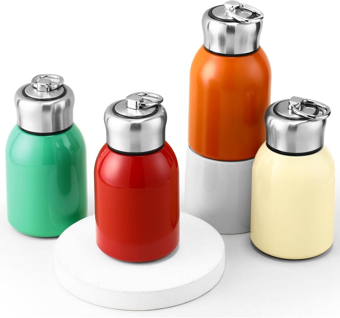 Mifoci 4 Pcs 10oz Mini Water Bottles Stainless Steel Slim Insulated Thermos for Hot Cold Drink Thermal Small Vacuum Portable Water Bottle for Women Gifts Travel Camping Hiking (Bright Color)