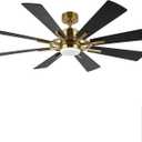 60" DC Ceiling Fan with Lights and Remote Control, Gold and Black Ceiling Fan, 8 Plywood Blades, 6-Speed Reversible DC Motor, Modern Ceiling Fans Indoor for Kitchen Bedroom Living Room