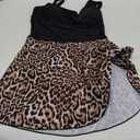 MakeMeChic Women's One Piece Swimsuit Leopard Print Knot Side Bathing Suit Swim Dress (Large, Multicolor)