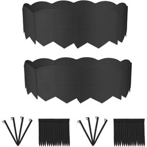 30Ft Landscape Edging Garden Edging Border Lawn Edging 30Pcs Landscape Edging Border with 30Pcs Stakes Kits Black Edging for Landscaping Decorative Garden, Flower Bed, Yard and Lawn