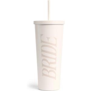 xo, Fetti Bride Tumbler - 24 Oz Stainless Steel Cup | Bachelorette Party, Bridal Shower, Ivory, Bride to Be Gift, Wedding