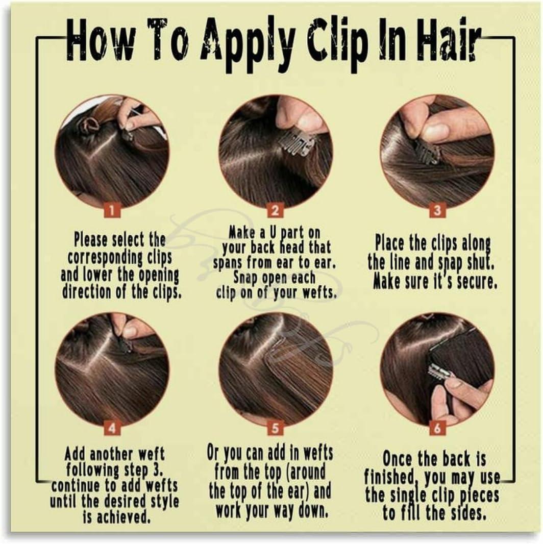 How To Apply Clip In Hair Posters Hairdresser Hair Extension Salon Poster Canvas Painting Posters And Prints Wall Art for Living Room Bedroom Decor 12x12inch(30x30cm) Unframe-style