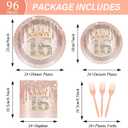 96PCS Rose Gold Sweet 16th Birthday Party Paper Plates and Napkins Sixteenth Birthday Party Decoration 16 Years Old Disposable Cake Dessert Tableware Set Serves 24 Guests Girls Ladies Supplies Favor