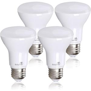 Bioluz LED 4 Pack BR20 LED Bulb 3000K Bright Soft White 6W=50W, 90 CRI, 540 Lumen, Dimmable LED Light Bulbs, Soft White Light Bulbs, Indoor/Outdoor Flood Light Bulbs, UL Listed & Title 20 Compliant