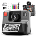 Instant Print Camera for Kids, 1080P Kids Instant Cameras,HD Digital Video Cameras Toddler 3 Print Paper & 32G Card,Christams Birthday Gifts for Girls Boys Age 3-12 (Black)
