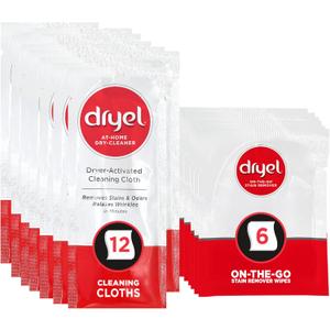 dryel At-Home Dry Cleaner Refill, New and Improved, Gentle Laundry Care for Special Fabrics and Dry-Clean-Only Clothes, 12 Loads with On-the-Go Stain Remover